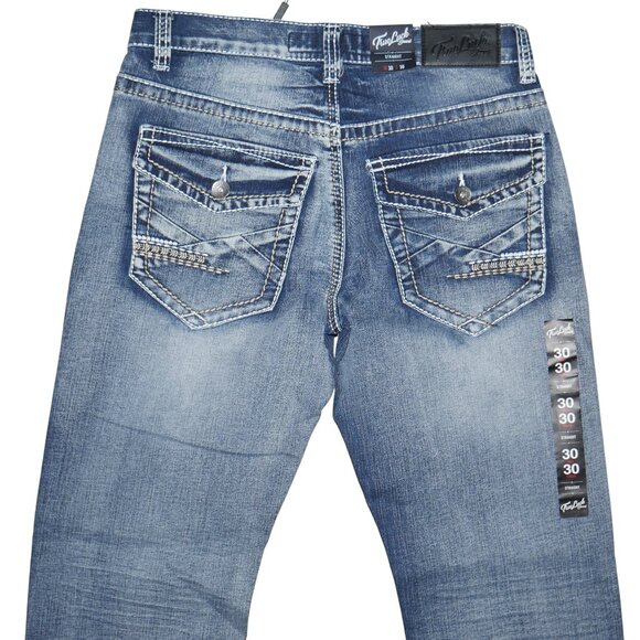 NEW True Luck Dark Wash Jeans Men's Size 30x30 Thick Stitch Straight Leg BKE - Picture 5 of 9